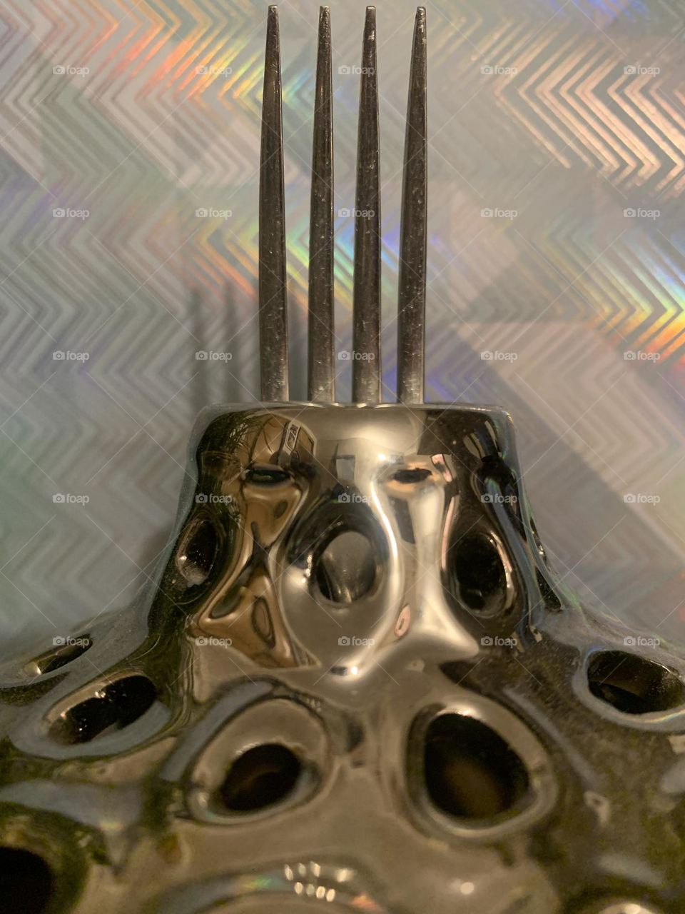 Fork in a silver vase