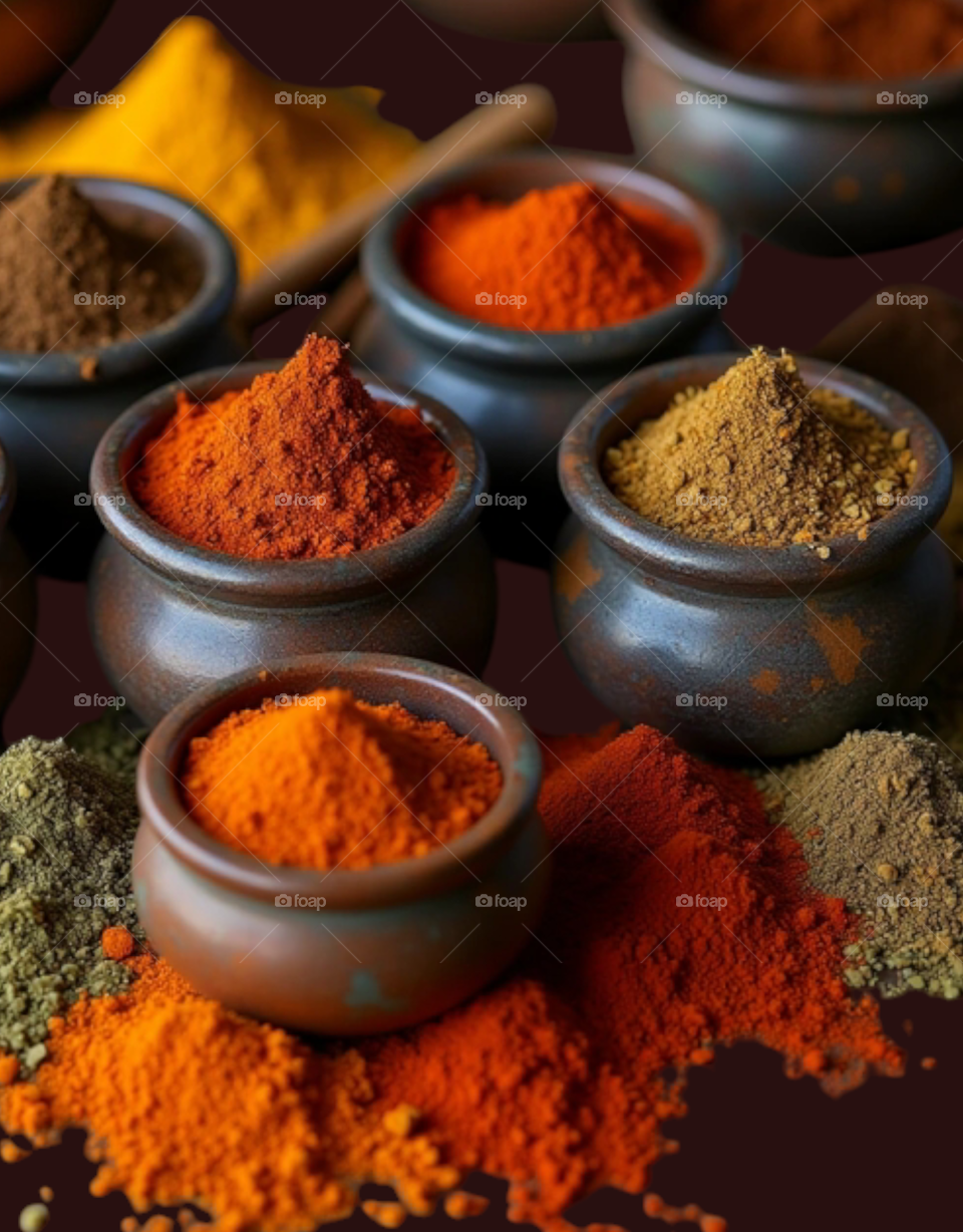 A variety of Indian spices in bowls