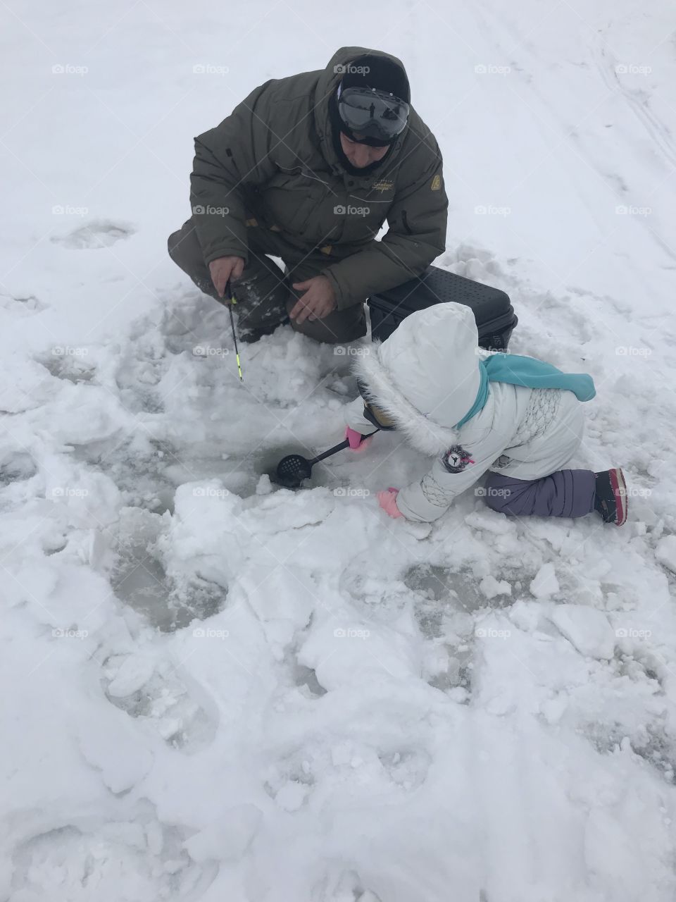 Family hobby winter fishing 