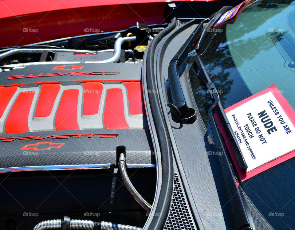 Corvette with sign on it