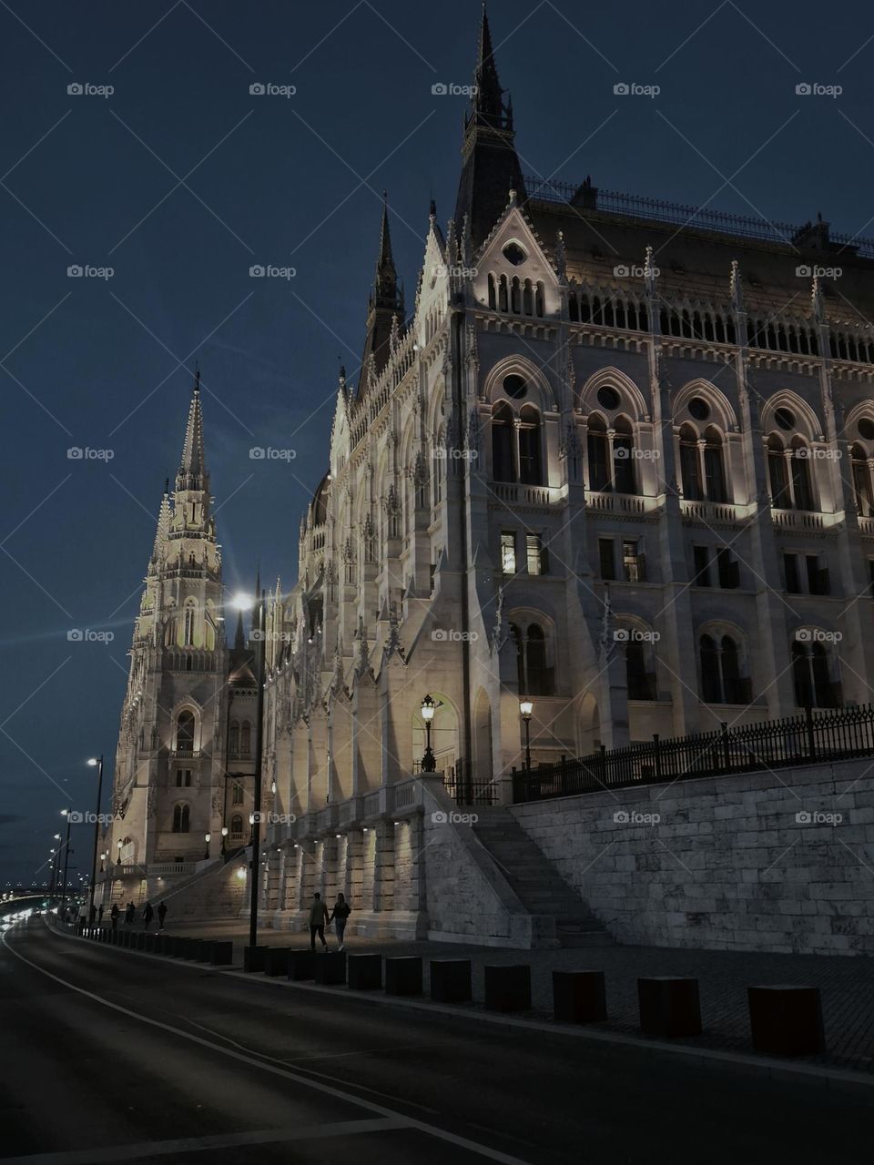 Hungarian parliament seen at night