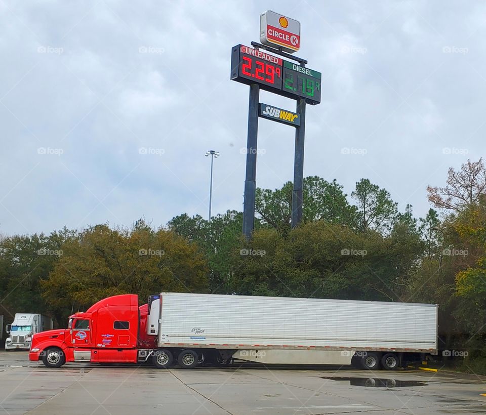 semi truck stop