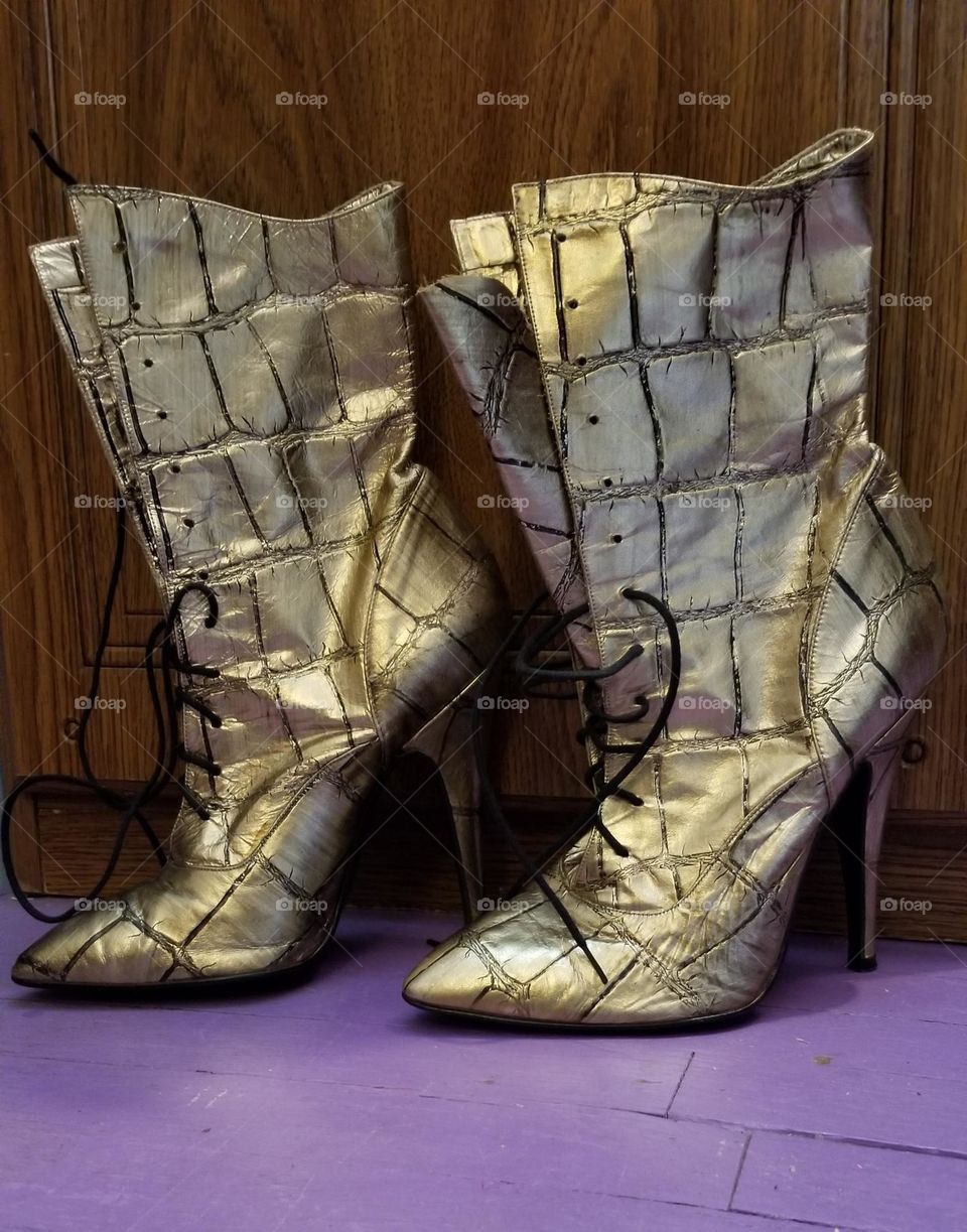 Sexy Stiletto Boots ~ Gold