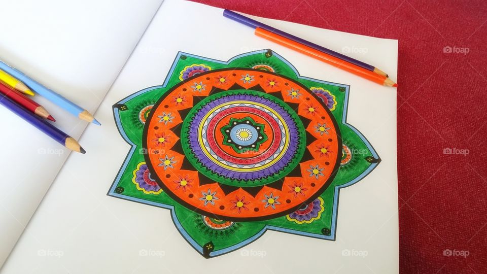 Mandala Coloring for meditation to relax a wonderful ritual