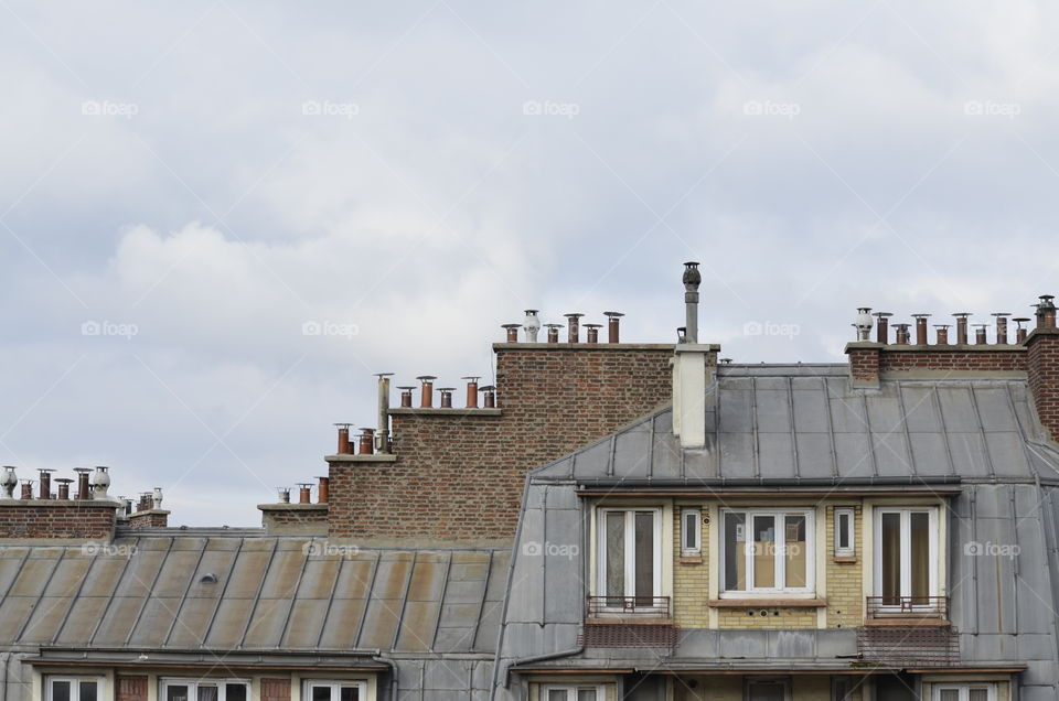 Window at top roof in Paris