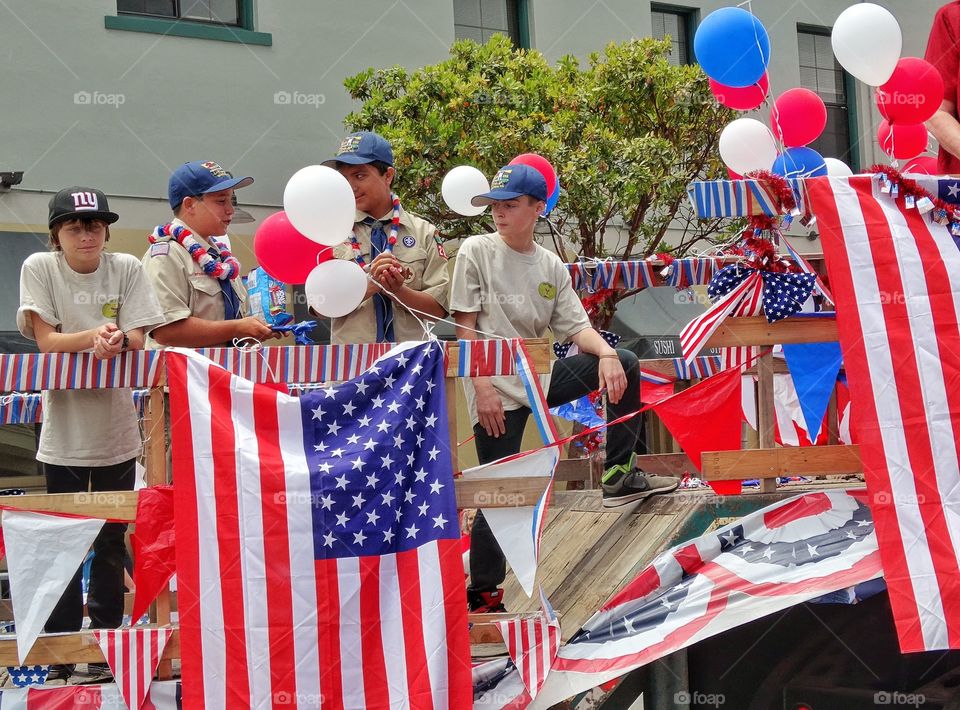 Fourth Of July Parade. American Boy Scouts In A Fourth Of July Parade
