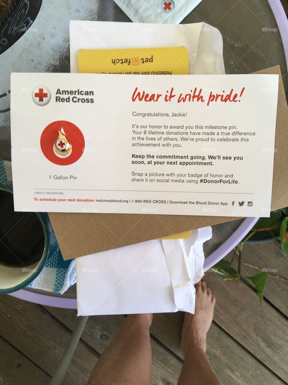 My hubby is proud of his gift from the American Red Cross I’m sure he’ll be wearing it soon.