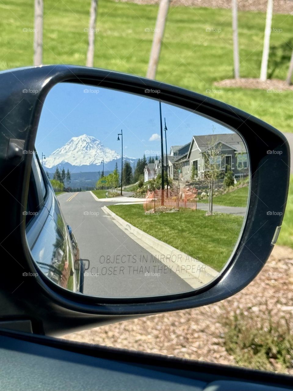 Mountain View via car mirror 