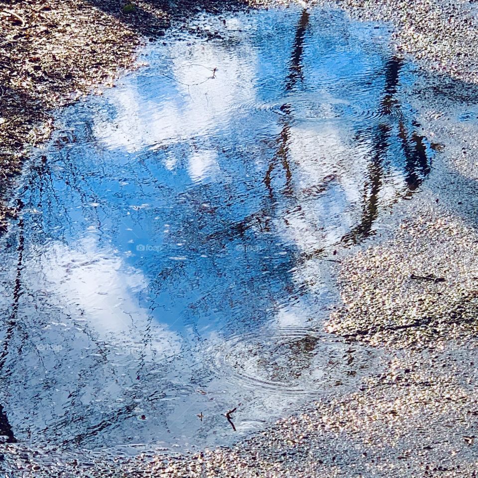 bright reflection of a sunny day on a dark surface