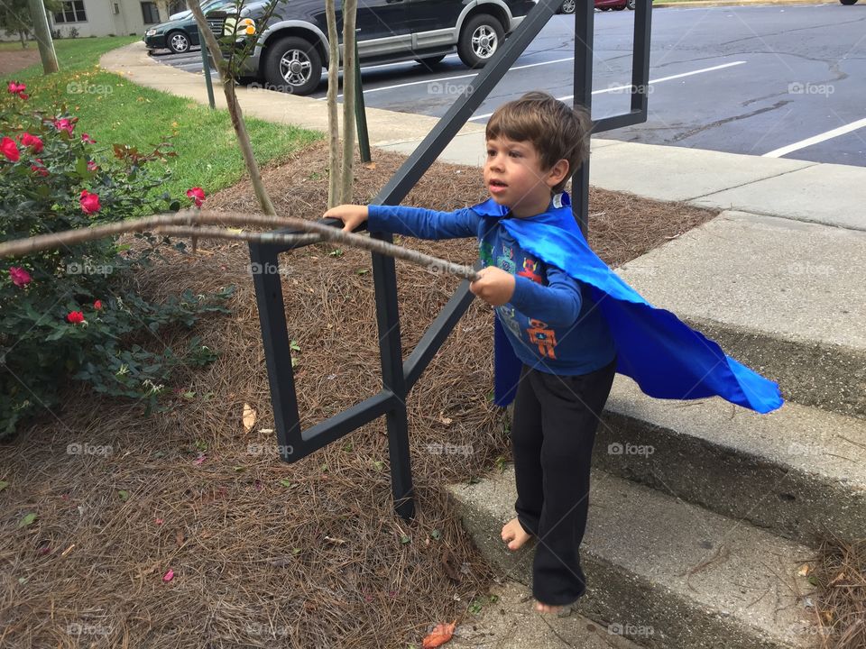 Little Boy Playing Superhero