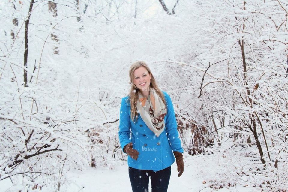 Smiling girl in the snow 