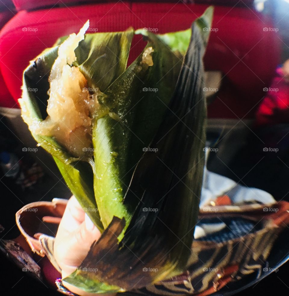 
Intemtem or Tupig is a popular native delicacy from Pangasinan which is made out of ground glutinous rice and coconuts strips wrapped in banana leaves then cooked over charcoal. 