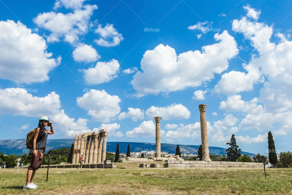 Young woman standing on landscape