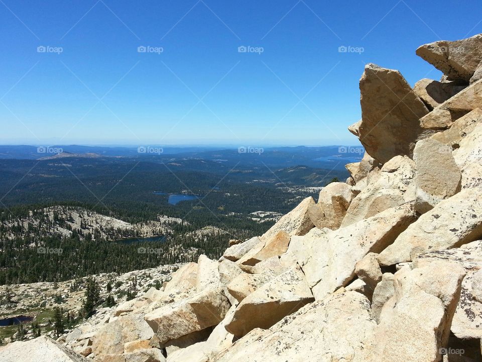 View from the Sierra Nevada Mountains across the Central Valley, Desolation Wilderness, CA