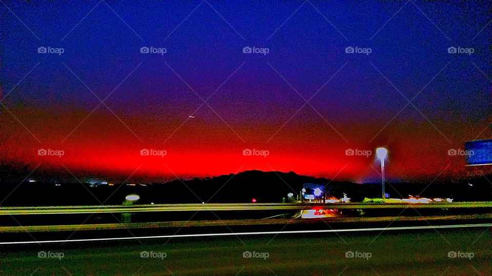 Road side scenery,  horizon, Sunset, sky