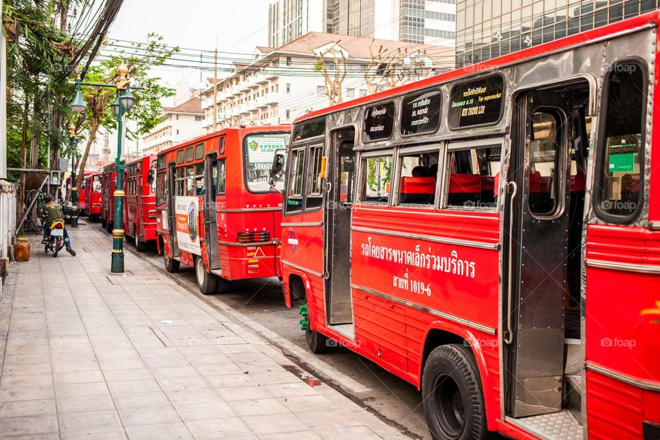 Red bus in Bangkok