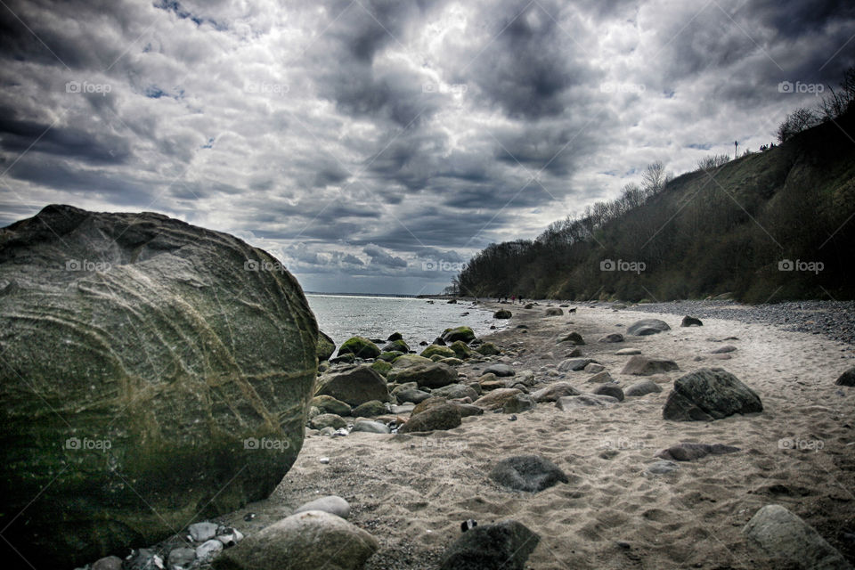 grey toned scenery of beach