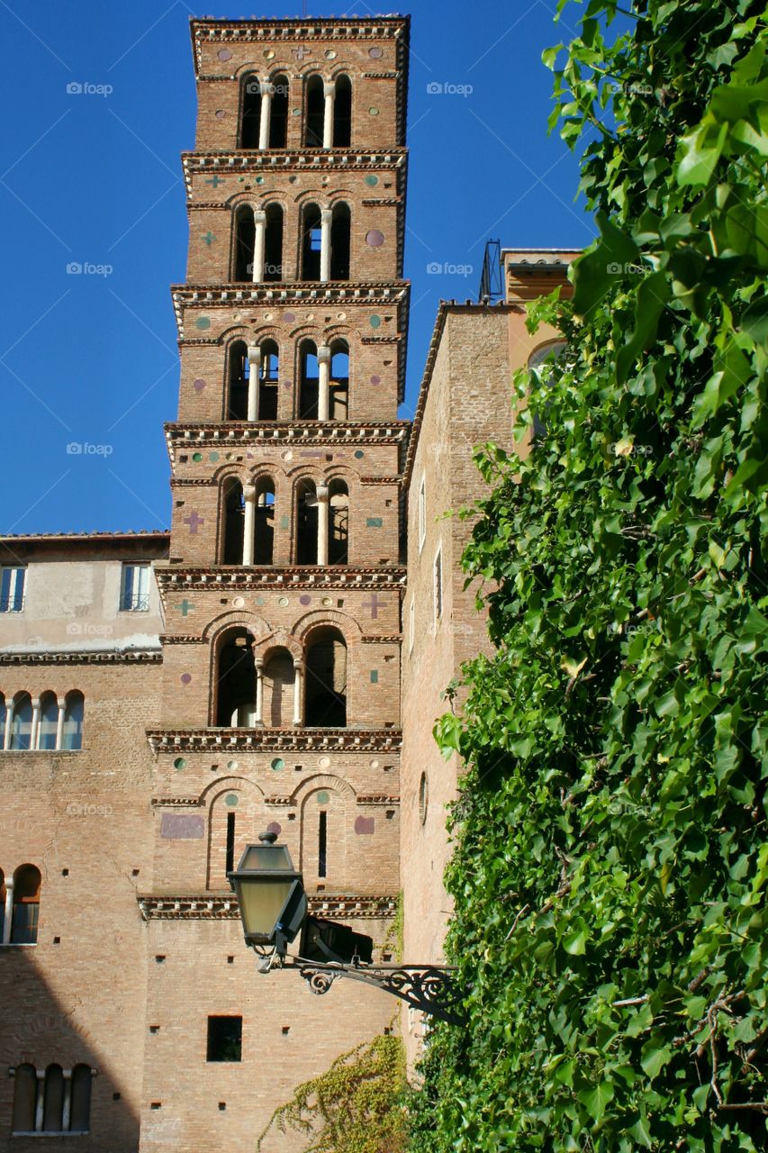 View on a beltry in the streets of Rome