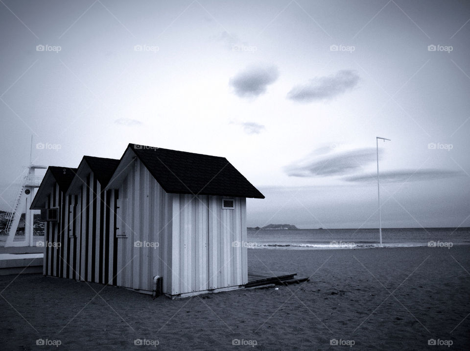 beach sky clouds black and white by isisluna