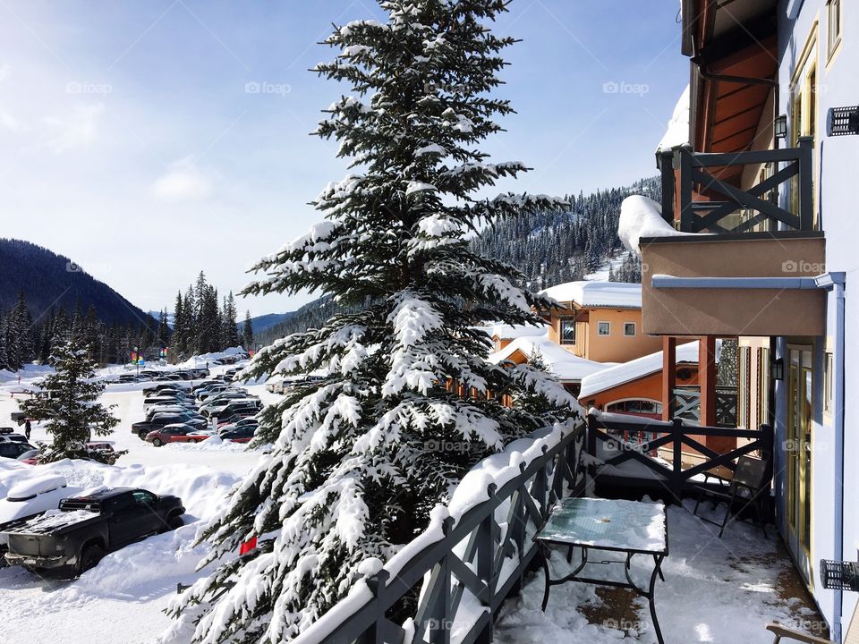 Beautiful winter day at sunpeaks resort 