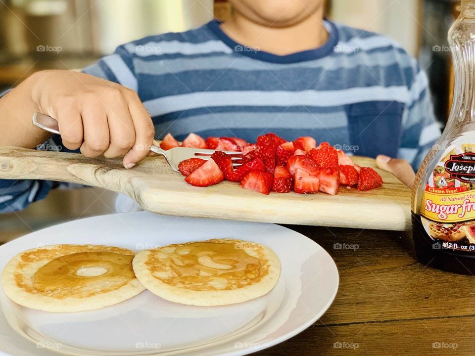 Breakfast time and healthy eating strawberries 