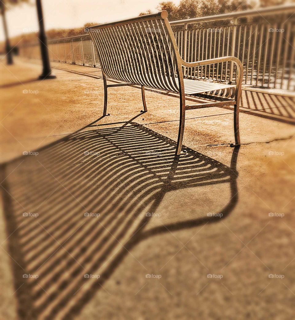 park bench overlooking the river