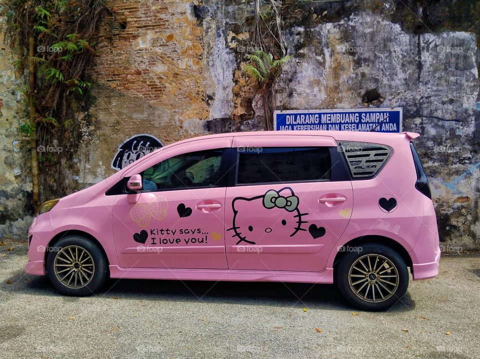 A car and the mural painting.