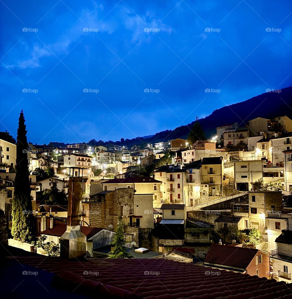 Fara San Martino in Abruzzo Italy on an overcast evening.