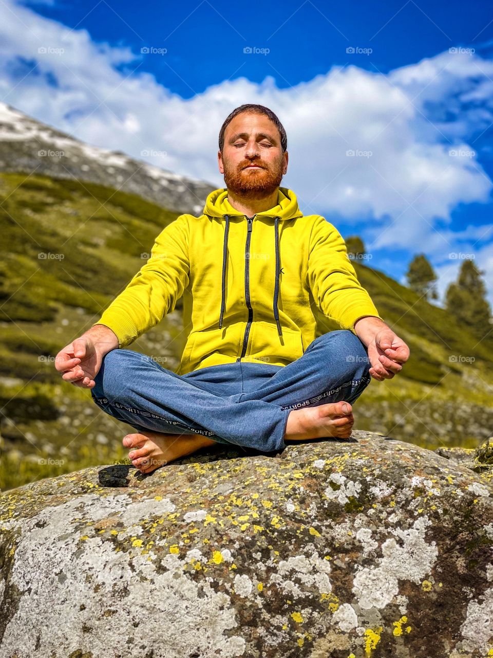 A man Doing his Yoga Exercise in a beautiful Place.