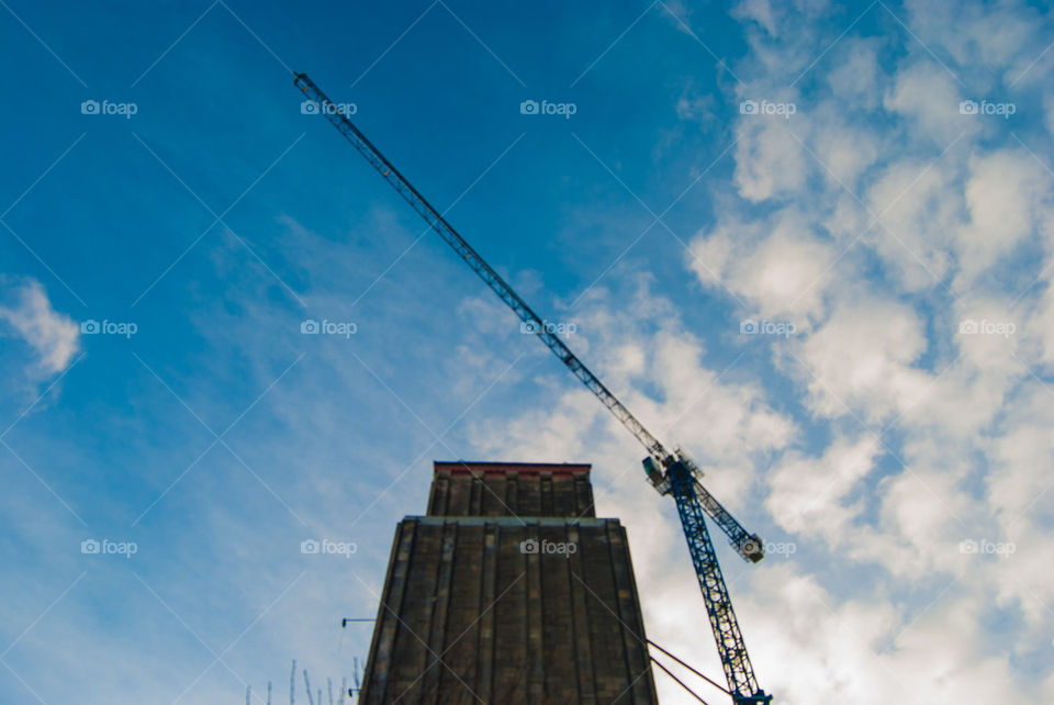 Warsaw city center sky  crane