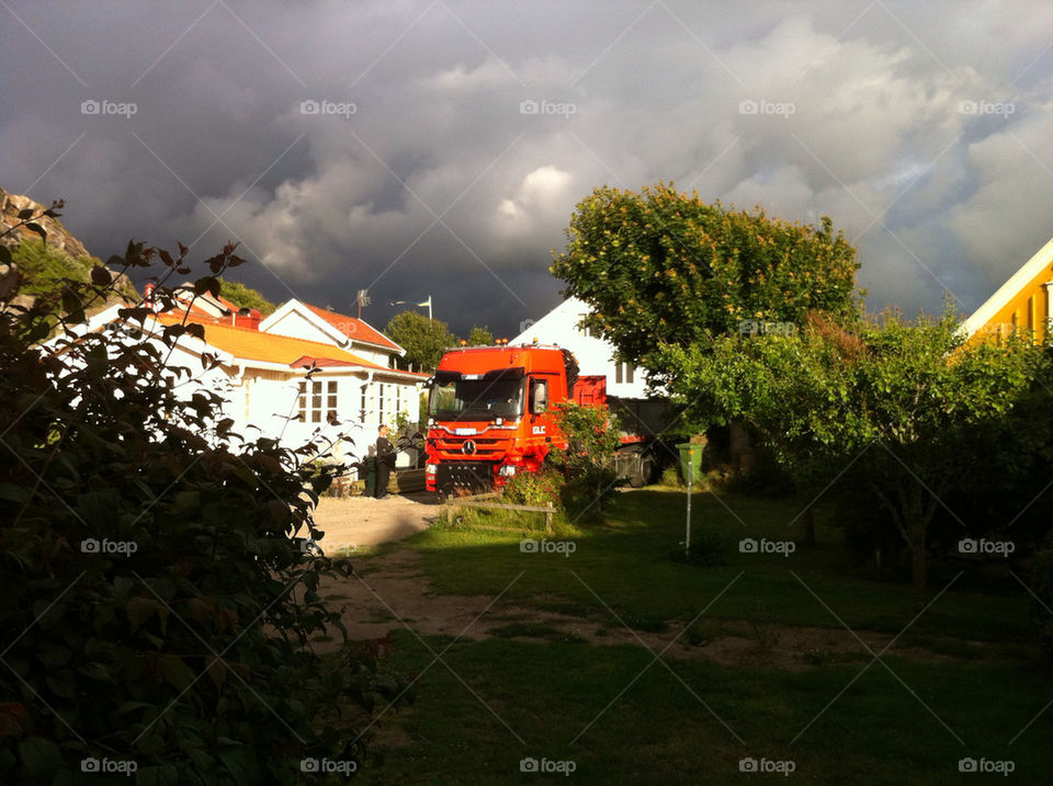 sky clouds trees house by haq