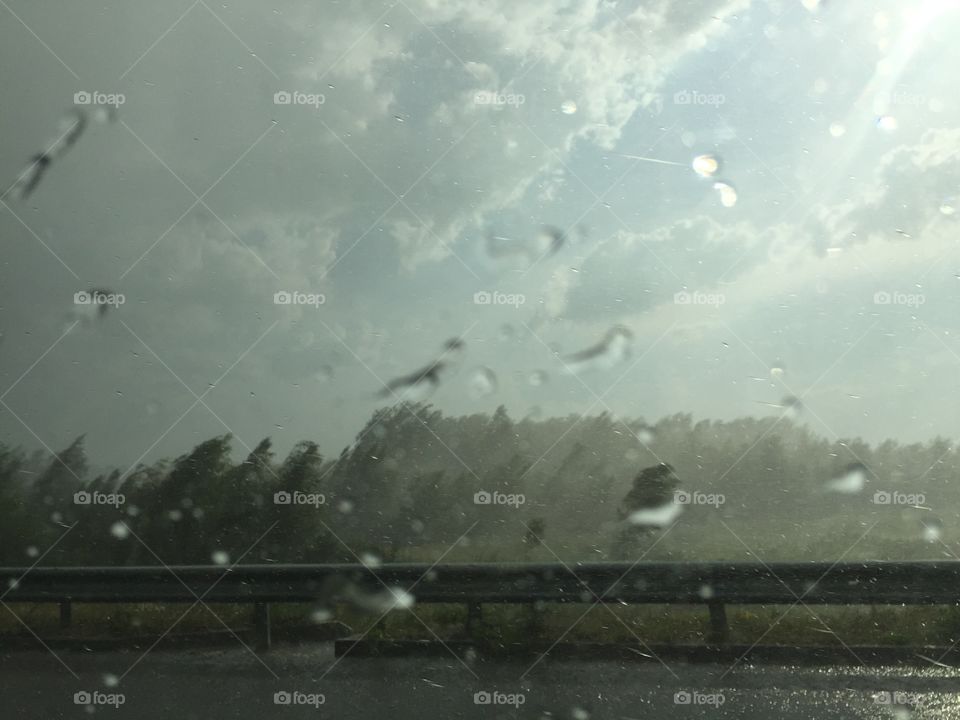 Heavy rain on the road