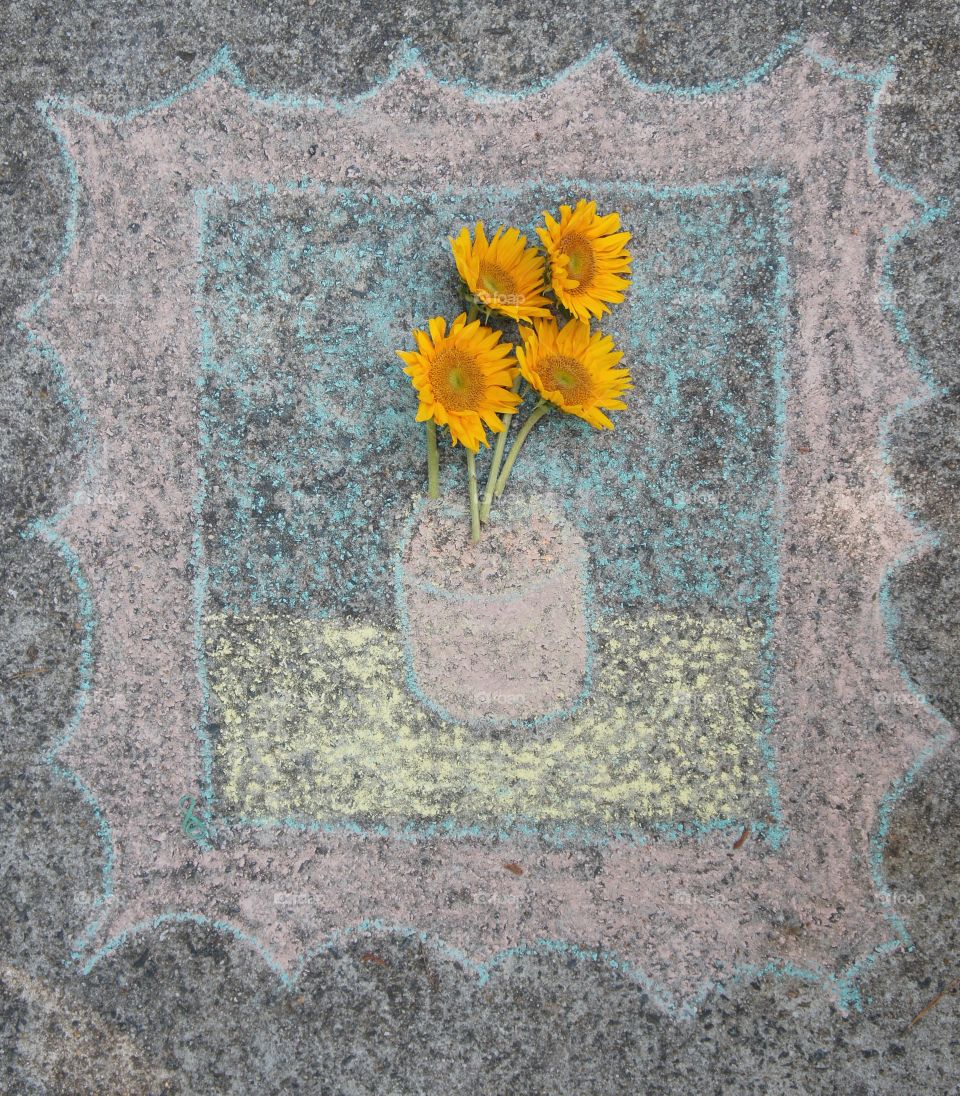 Framed Sunflowers in Vase