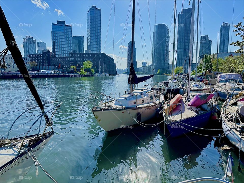 This is “Newtown Creek” by the “Pulaski Bridge” in LIC, Queens with its many boats seen from aboard “Salvation”, the “28 foot 1969 Luhrs” cabin cruiser that is home to myself and my partner “Timothy Trespas”. 2024. Hypnotic Productions