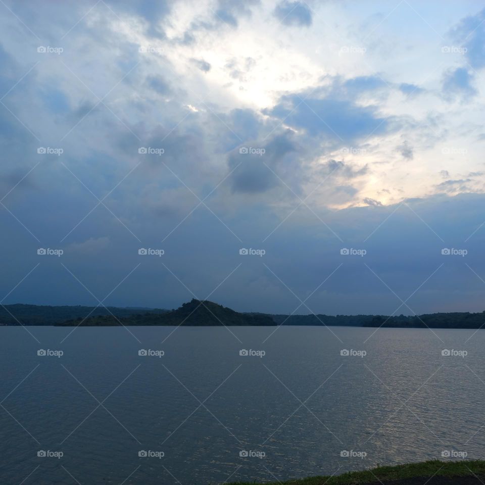 Beautiful view of the lakeside in the evening