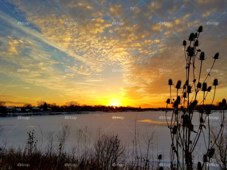 Sunset by the lake