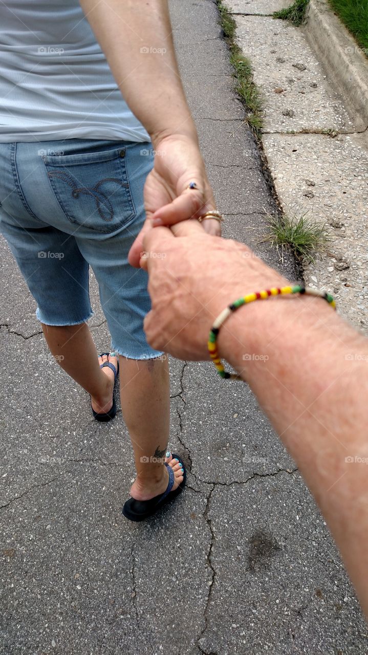 taking our nightly walk