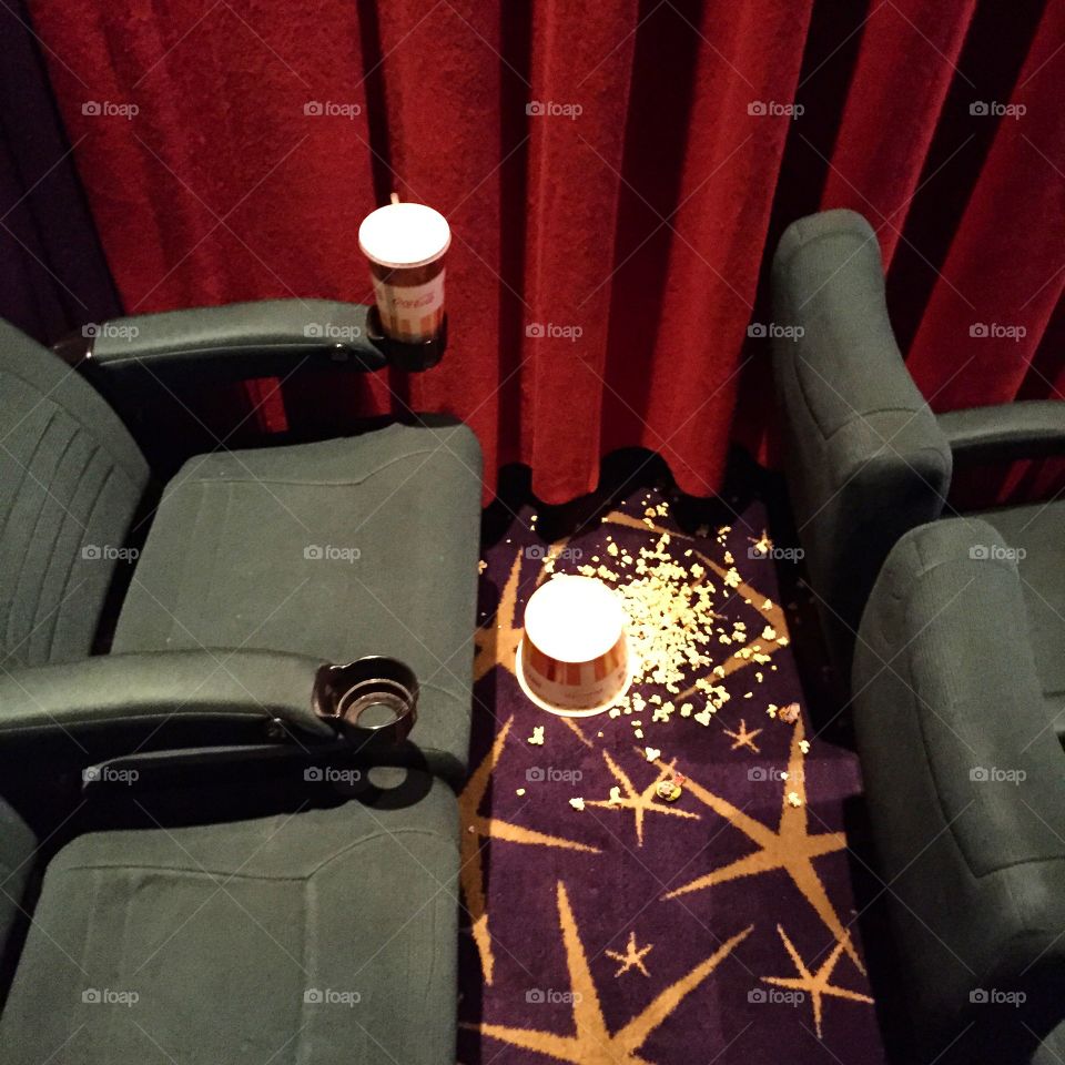 Spilled popcorn. Spotted at the movies