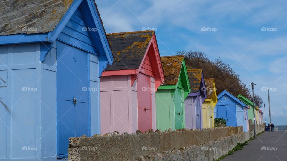 Beach bathhouses in Sandgate Folkstone 