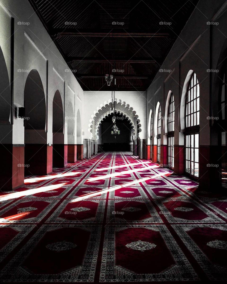Inside a mosque in Morocco