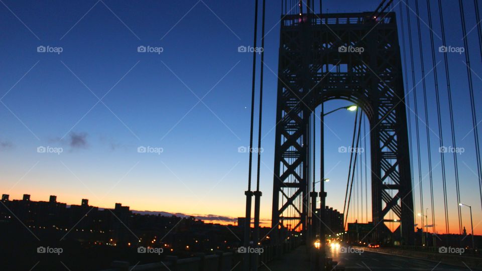 George Washington Bridge Facing New York at Dawn