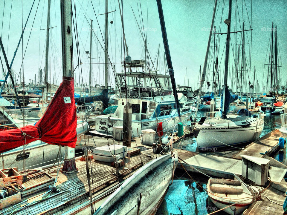 boat reflection california harbor by sheilapiala