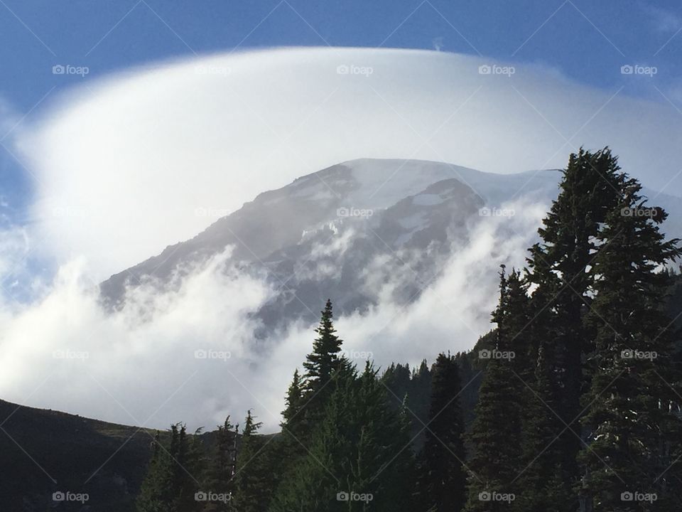 Mt Rainier in fog