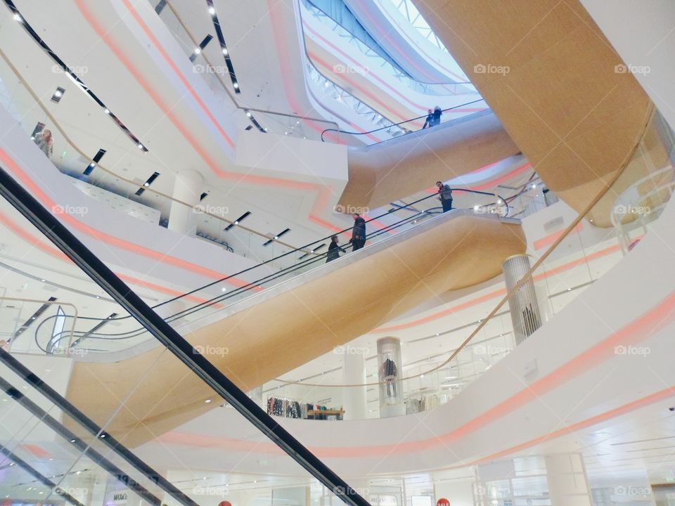 Escalators in the shopping center,Kiev