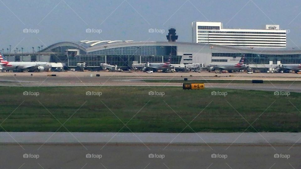 Runway at busy International Airport hub