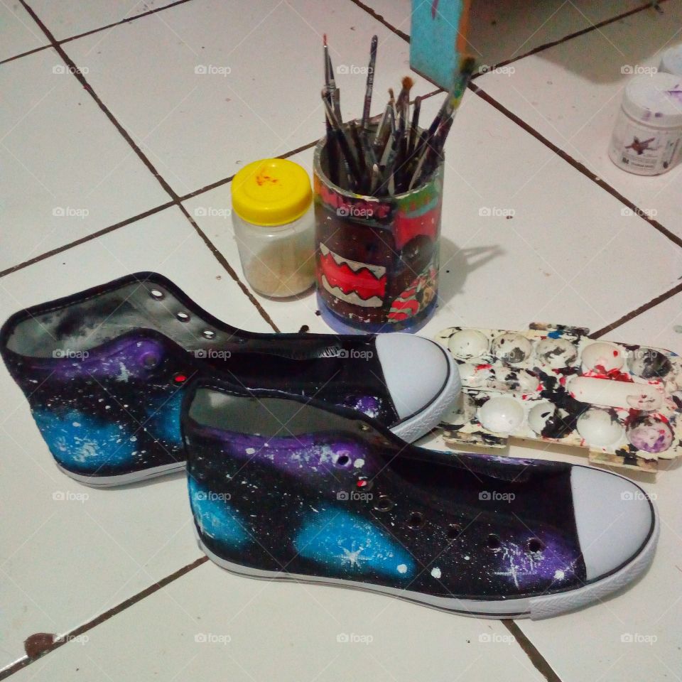 space painting on shoe