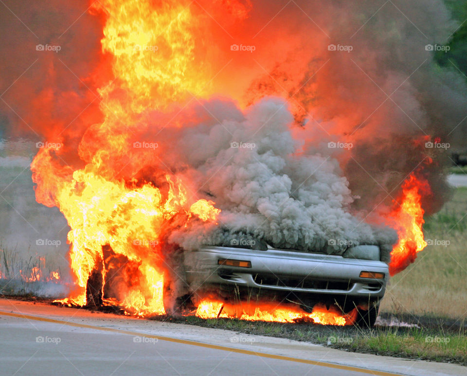 Car Engulfed In Flames
