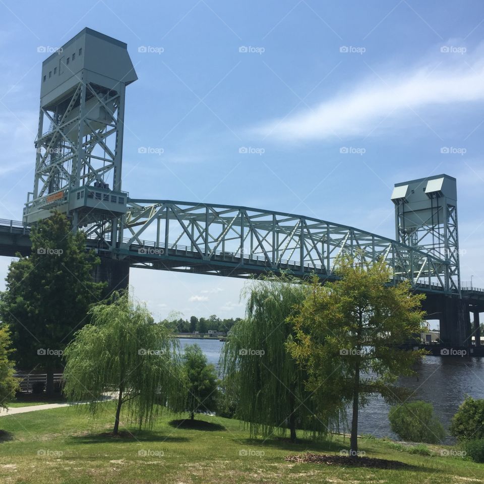 Cape Fear Memorial Bridge. Taken of our bridge in Wilmington, NC in July 2015. Goes over Cape Fear River. 
