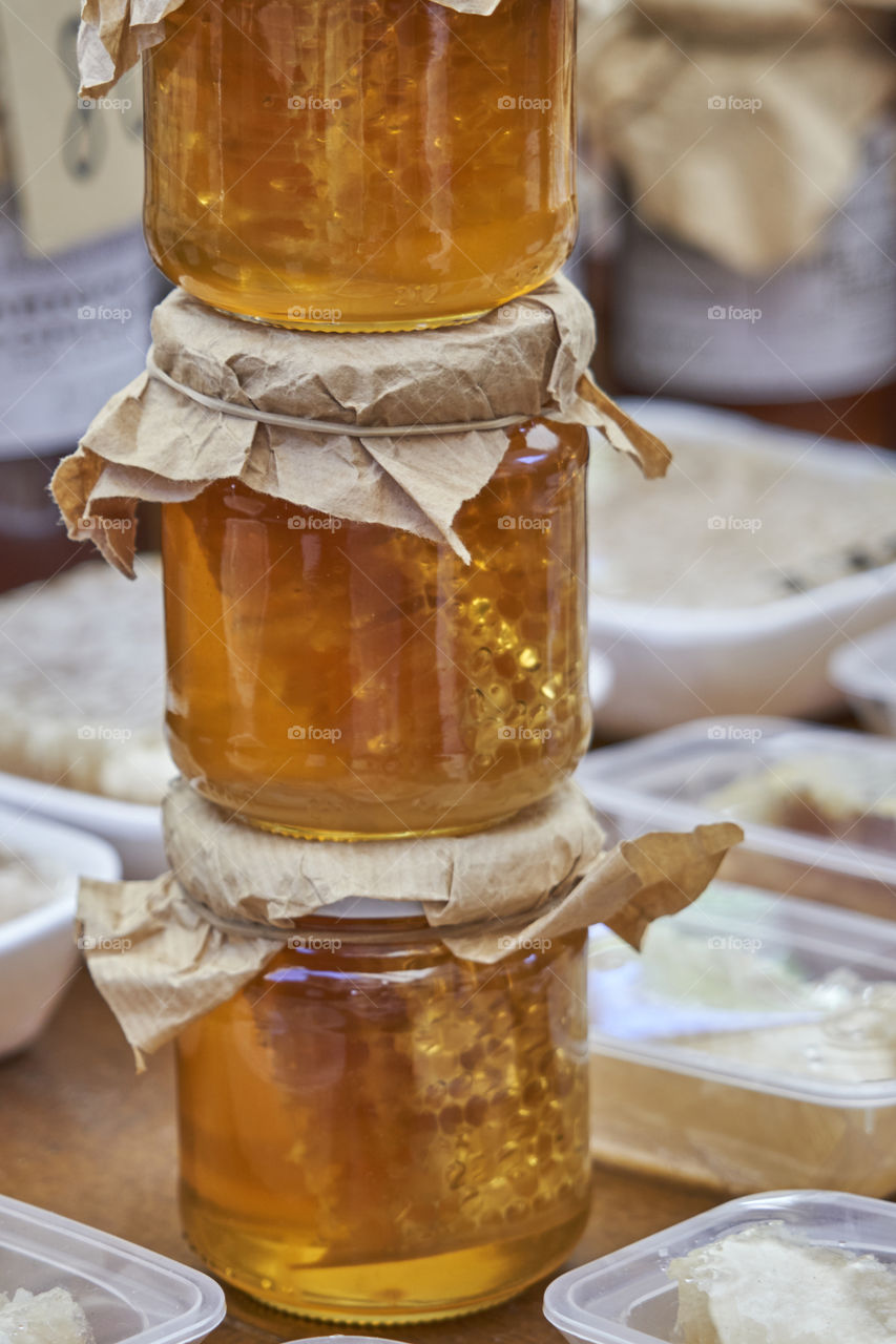 Honey in jar