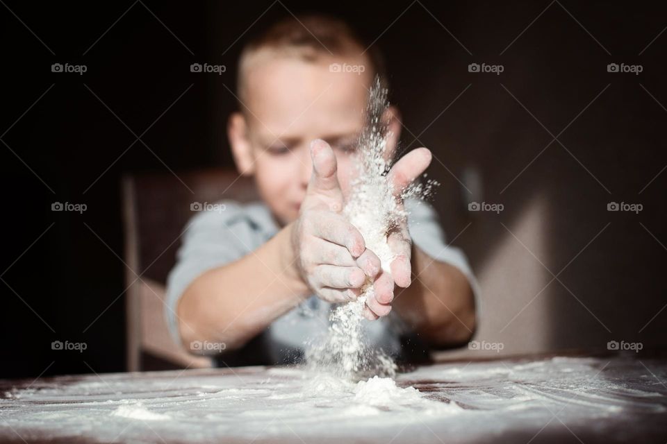 boy making bread